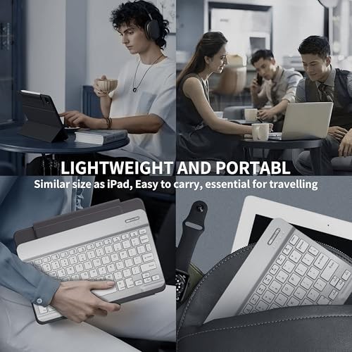 Bluetooth Keyboard & Mouse Combo for iPad - Rechargeable RGB Wireless Set White