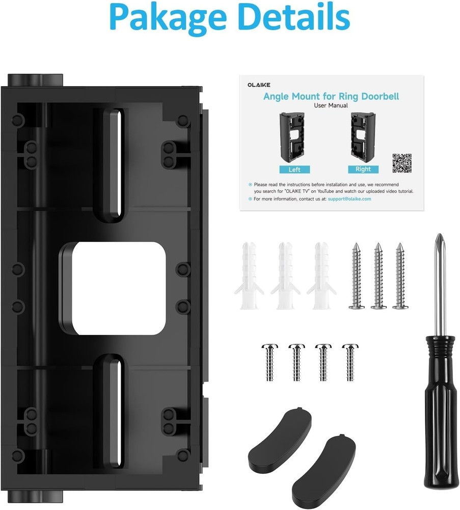 30°-55° Adjustable Mounting Kit for Ring/Blink Doorbell – Waterproof & Durable