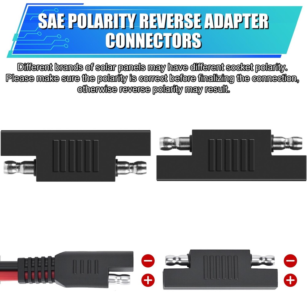 SAE Polarity Reverse Adapter - Quick Disconnect SAE Connector for Solar Panel...