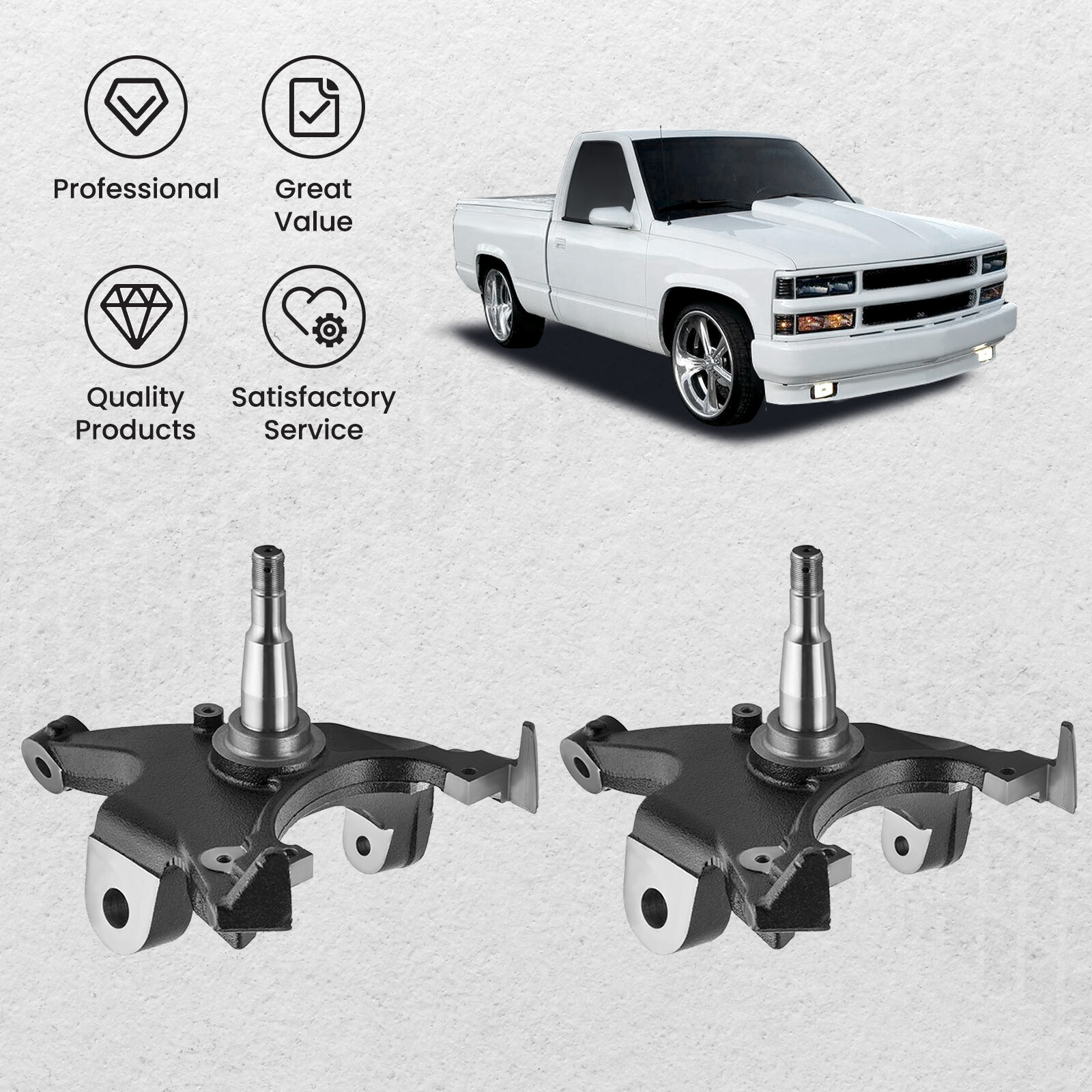 2" Drop Spindles for Chevrolet Silverado C1500 GMC Sierra 1.25" ROTOR 2WD 88-98