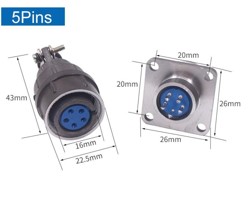 CX16 Series Aviation Plug & Socket Panel Mount Electrical Wire Connector 16mm