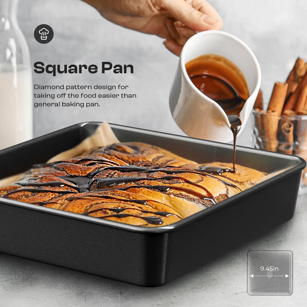 12-Piece Nonstick Bakeware Set, Stackable Non Toxic Baking Pans Set with Rack &