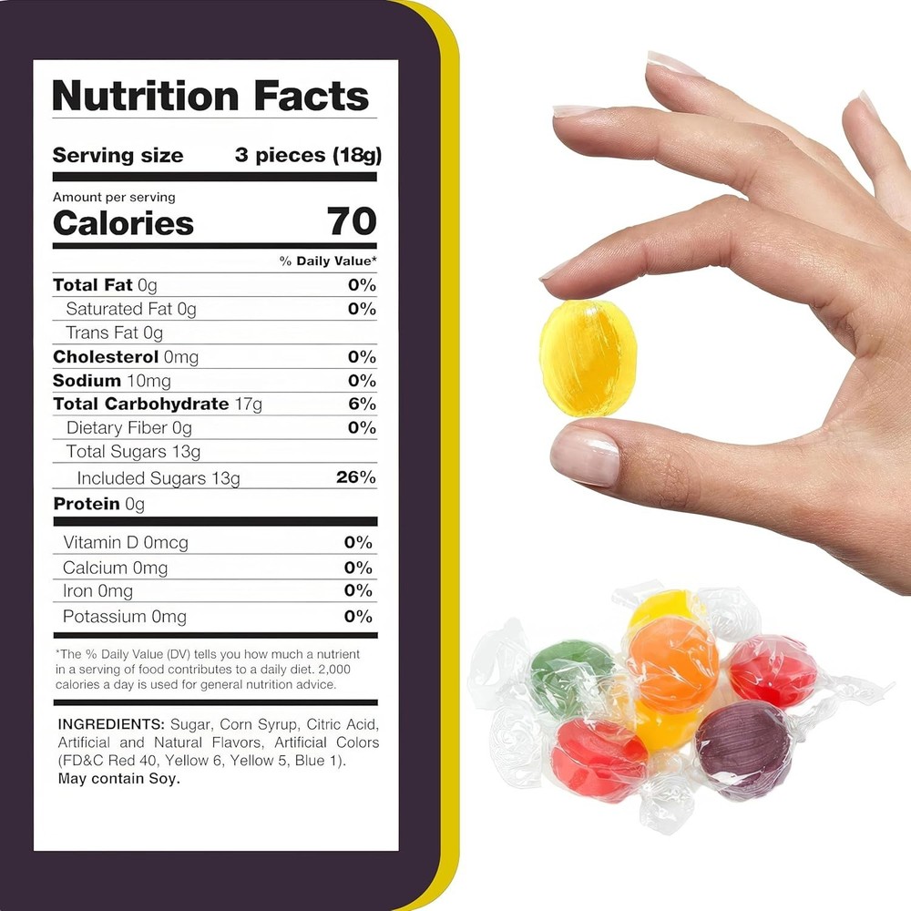 Assorted Fruit Flavored Buttons Discs Bulk Nostalgia Retro Hard Candy (2 Pounds)