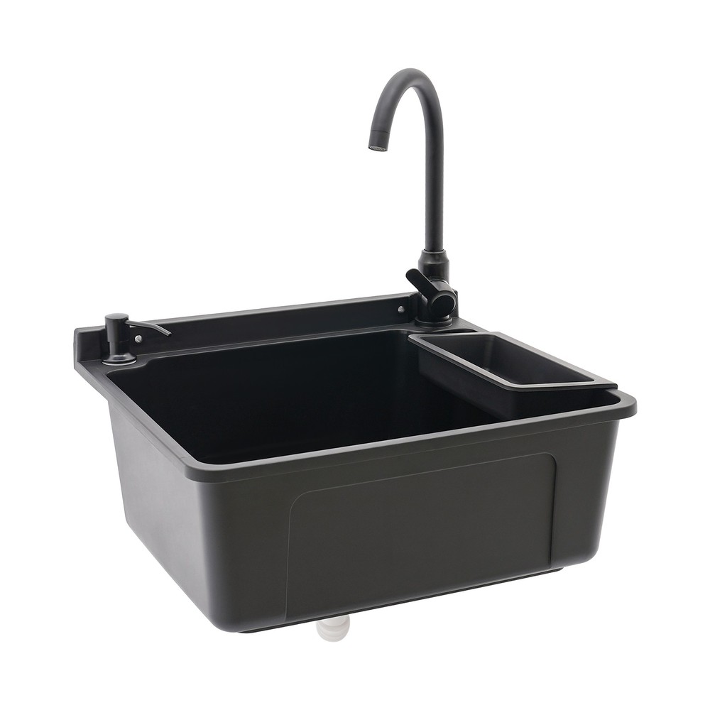 Wall-Mounted Bathroom Sink, Modern Laundry Sink, Rectangular Utility Sink Black