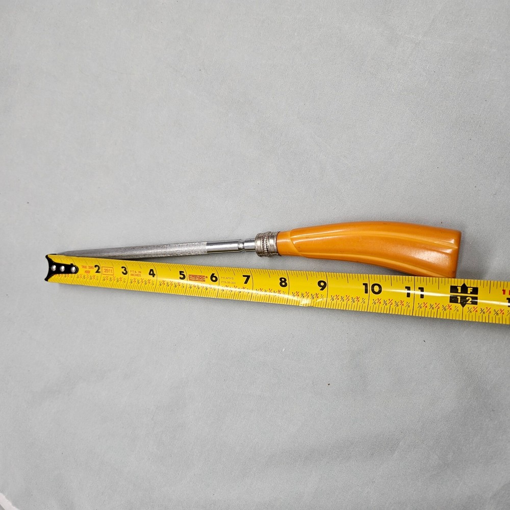 Vintage Butterscotch Bakelite? Handle Stainless Knife Sharpener Kitchen Tool