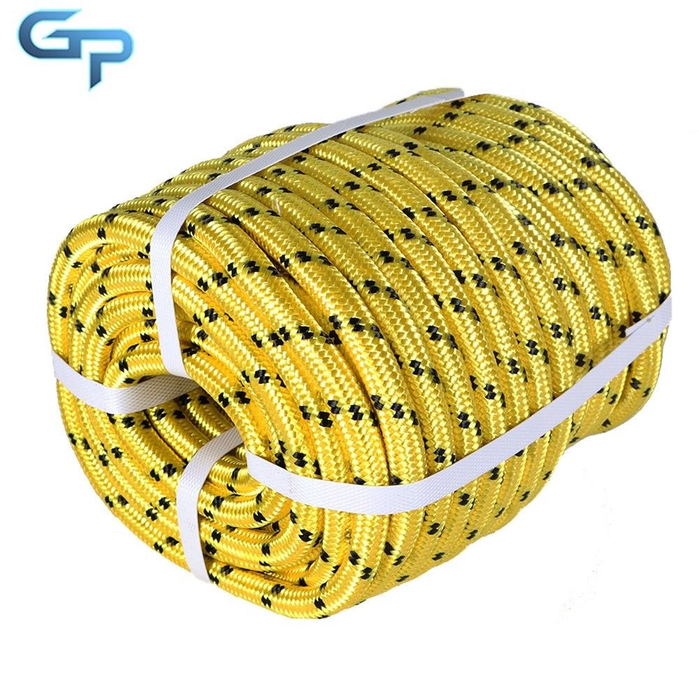 Double Braid Polyester Rope 1/2"×100' Bull Rope 6180Lbs Breaking Strength Yellow