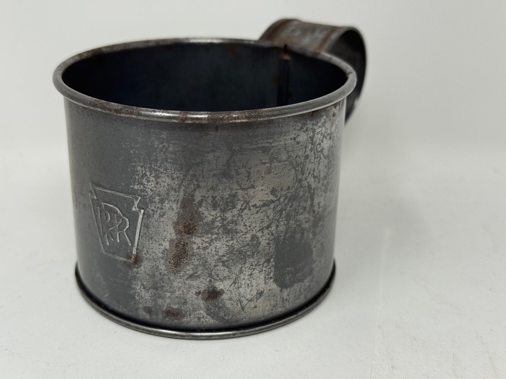PRR marked tin drinking cup Pennsylvania Railroad