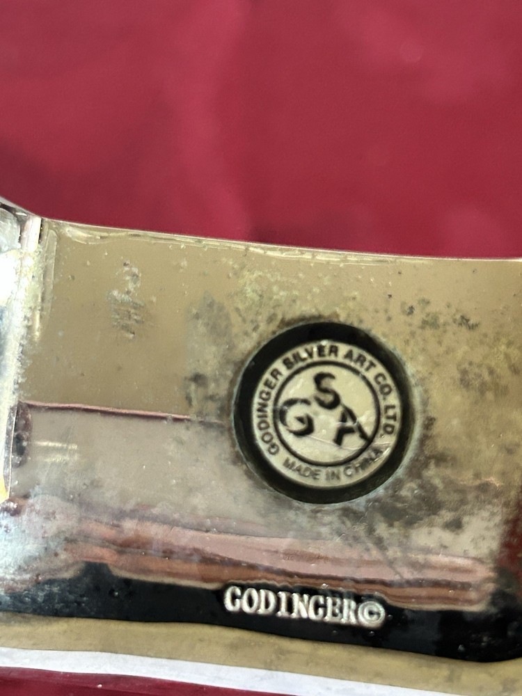 GODINGER SILVER PLATED STOCKING CANDY/ TRINKET DISH CHRISTMAS 6 IN