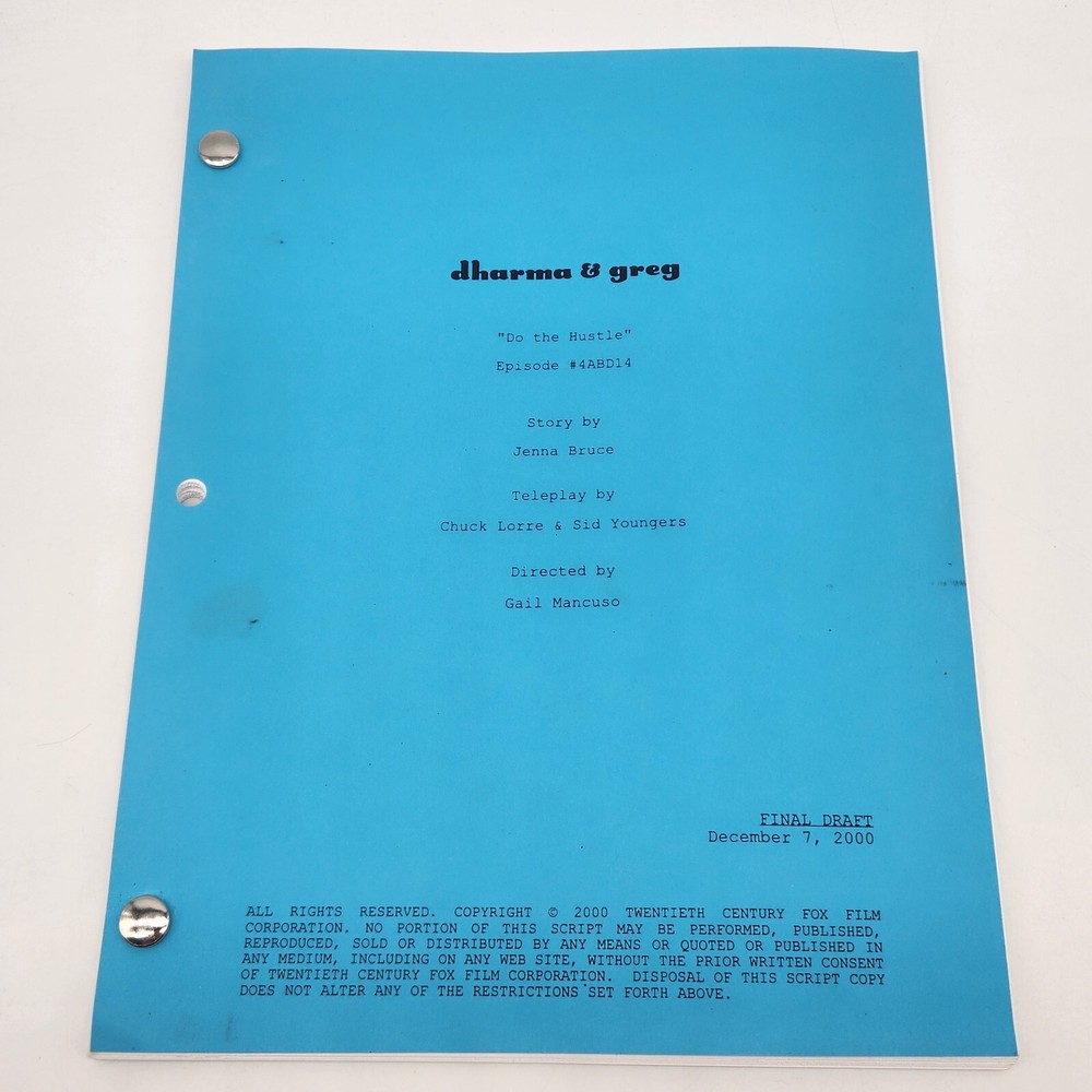 DHARMA & GREG 2000 TV Script Do The Hustle #4ABD14 Final Draft Chuck Lorre