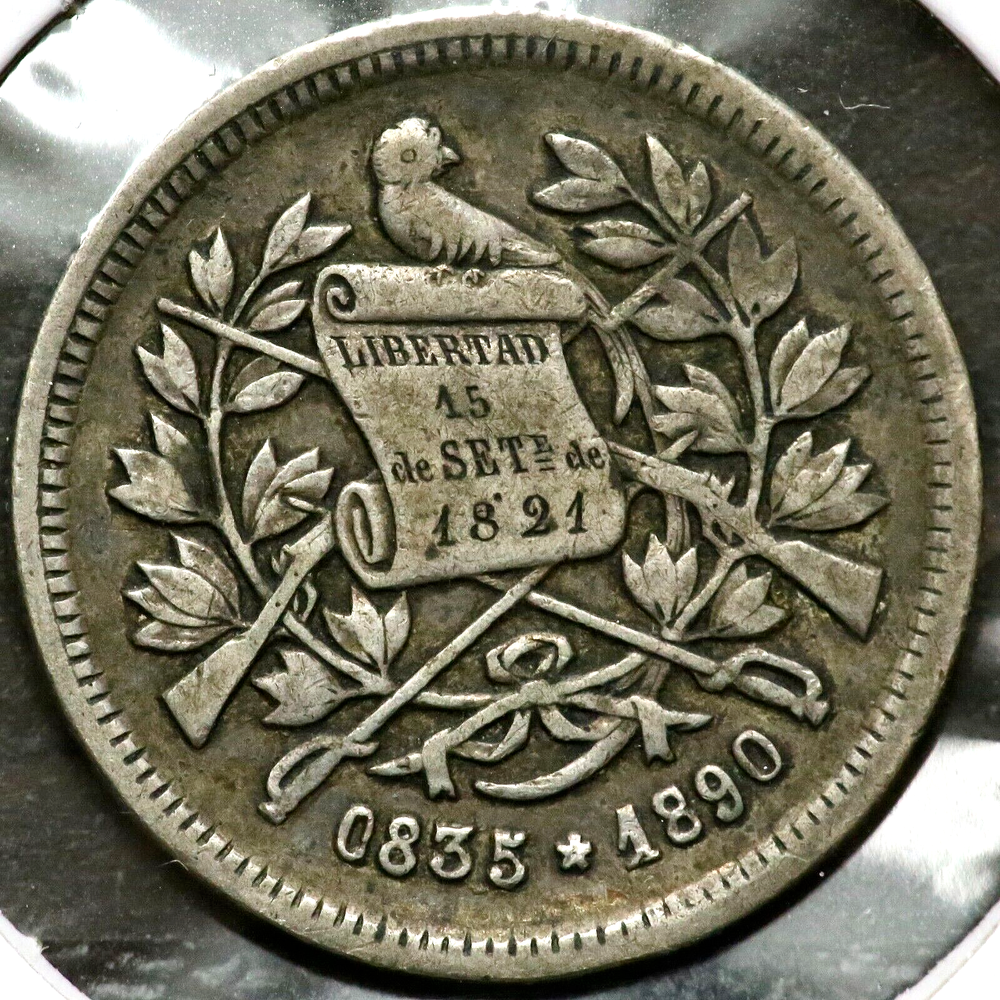 1890 Twenty Five 25 Centavos Guatemala RC377