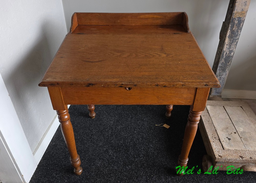 Victorian Solid Oak Slant Top Writing Desk