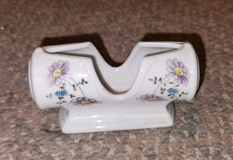 Vintgae Porcelain Toothpick Holder Germany Made Floral Pattern