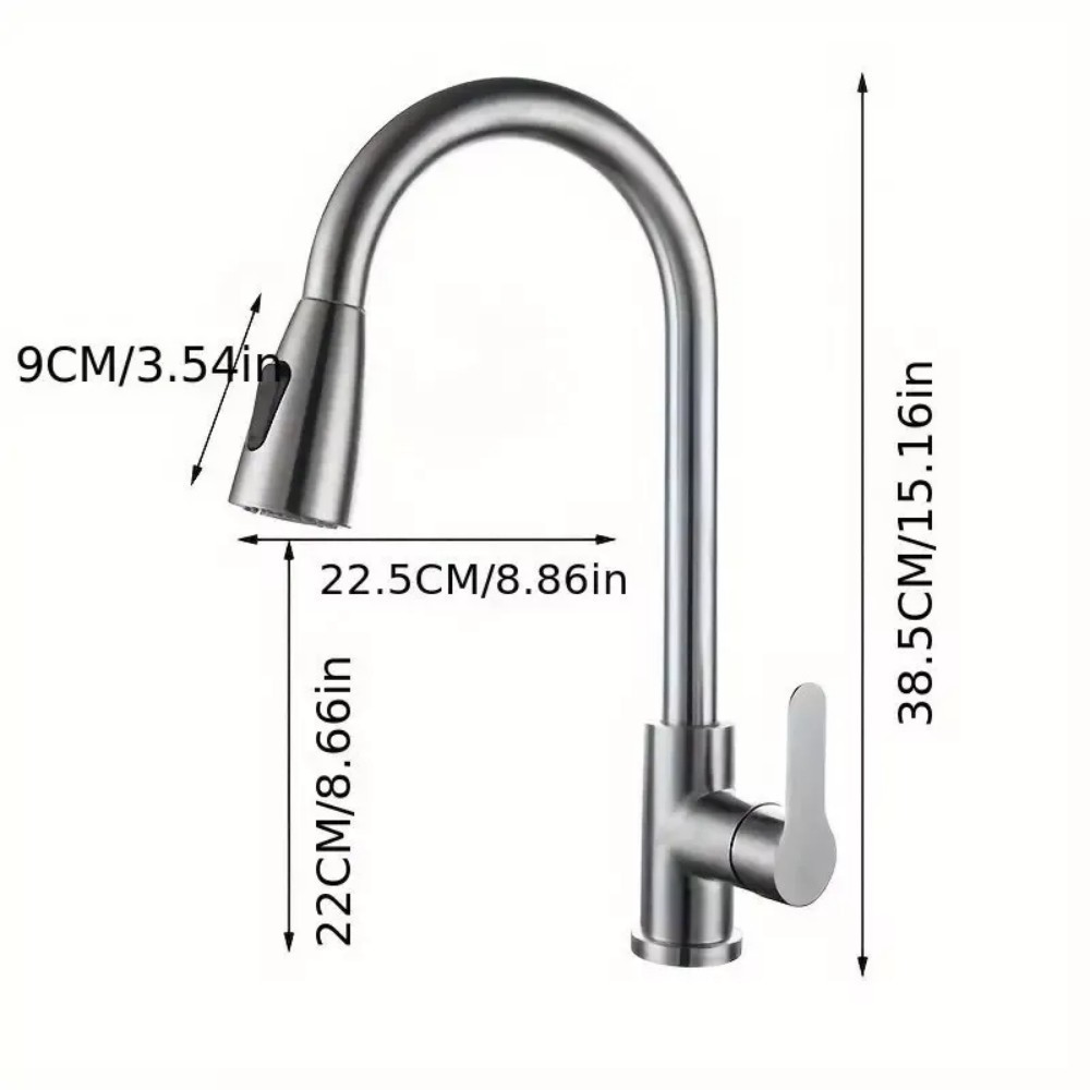 Kitchen Sink Faucet Brushed Nickel Single Handle Swivel Pull Down Sprayer Mixer