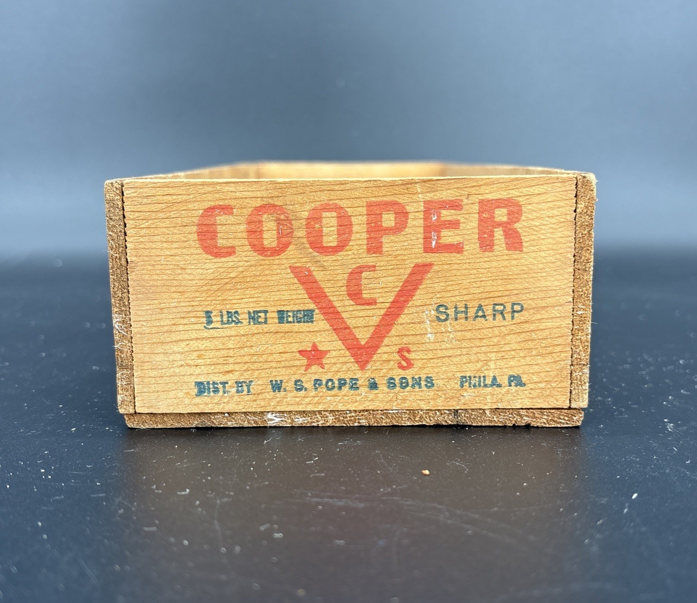 Vintage Cooper Sharp Cheese Box Pope & Sons Phila Pa. Wooden Advertising