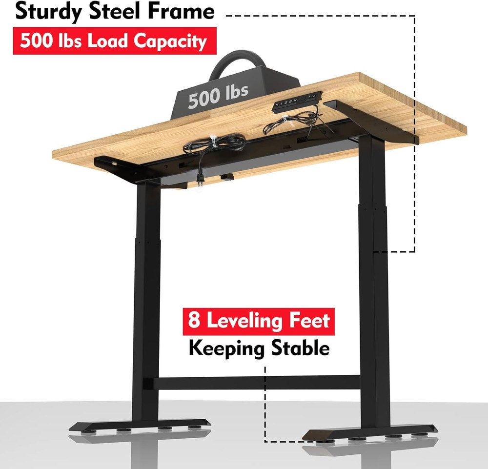 WORKPRO Dual Motor 48" Electric Height Adjustable Workbench 500LBS Load Capacity
