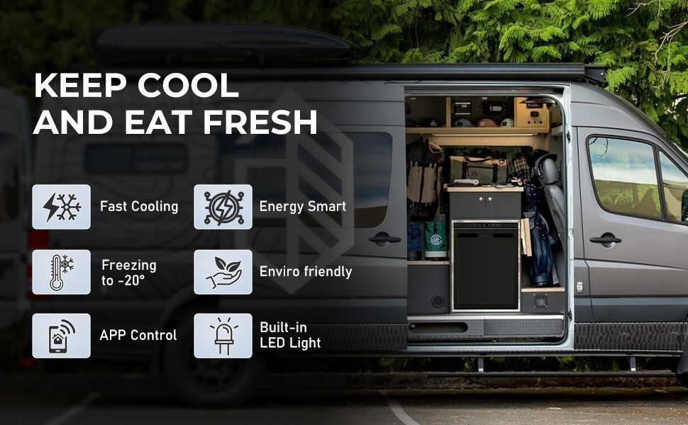 68Qt Portable Car Refrigerator Freezer Compressor Car Fridge 12V&24V APP Control
