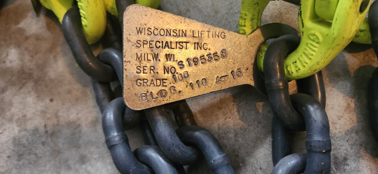 Gunnebo QOF 3/8" Chain 4'-6" Grade 100 4-Leg 22,900 Lb Basket Lifting Sling