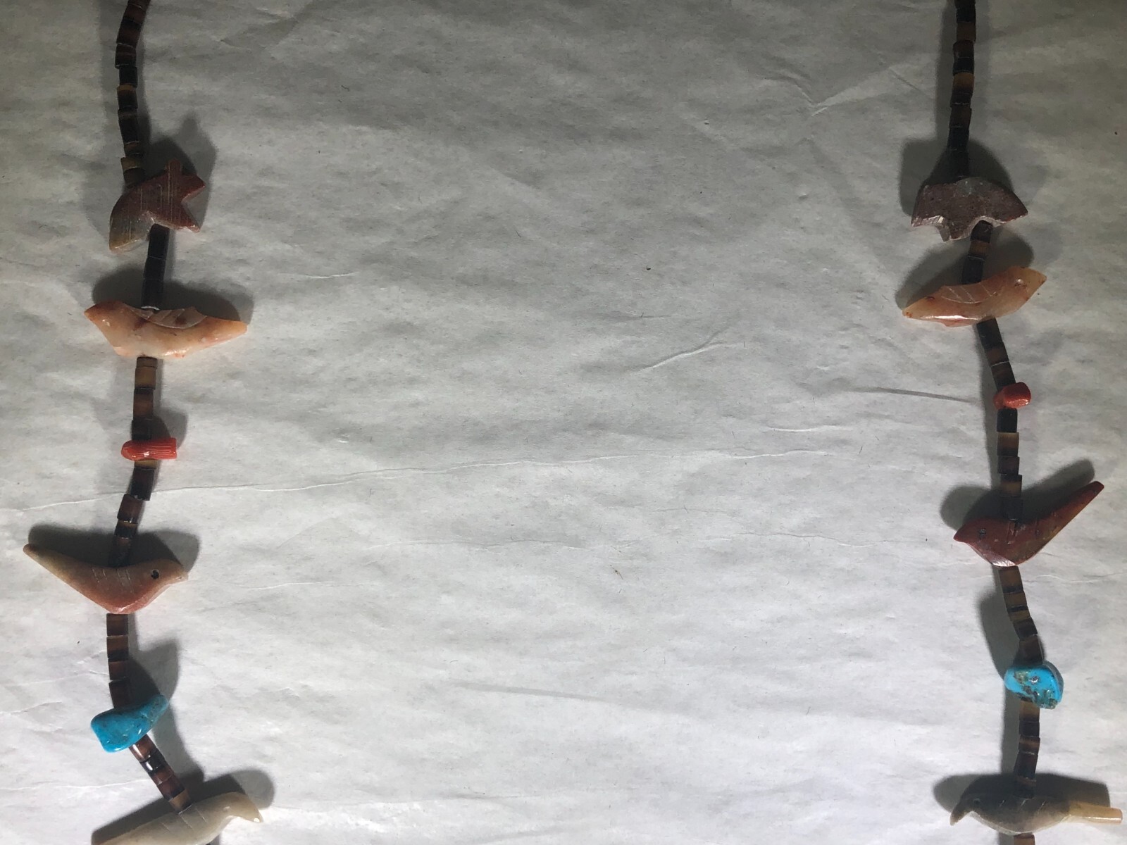 RARE VINTAGE ANTIQUE SOUTH WESTERN NATIVE AMERICAN HAND CARVED FETISH NECKLACE