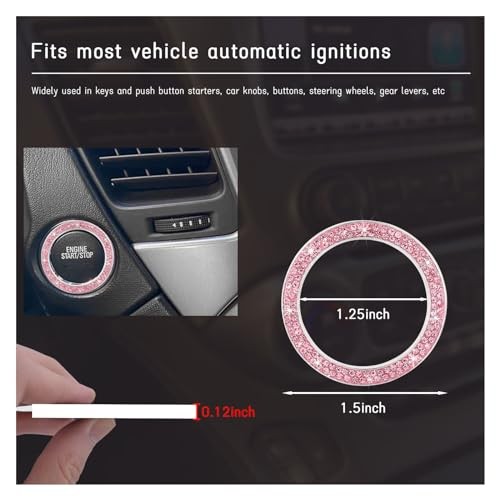 Bling Crystal Double Rhinestone Car Engine Start Stop Decoration 1 PC Pink