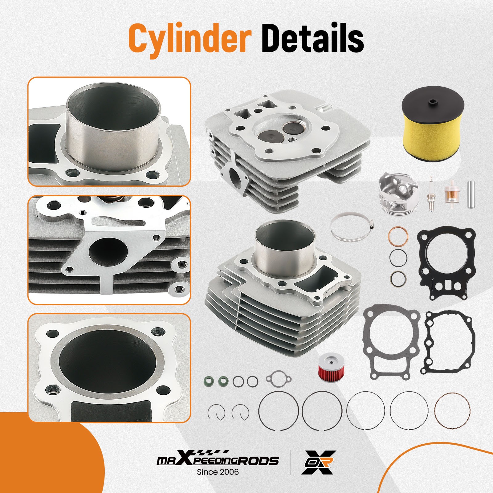 Cylinder Head Piston Top End Rebuild Kit for Honda Rancher 350 TRX350 2000-2006