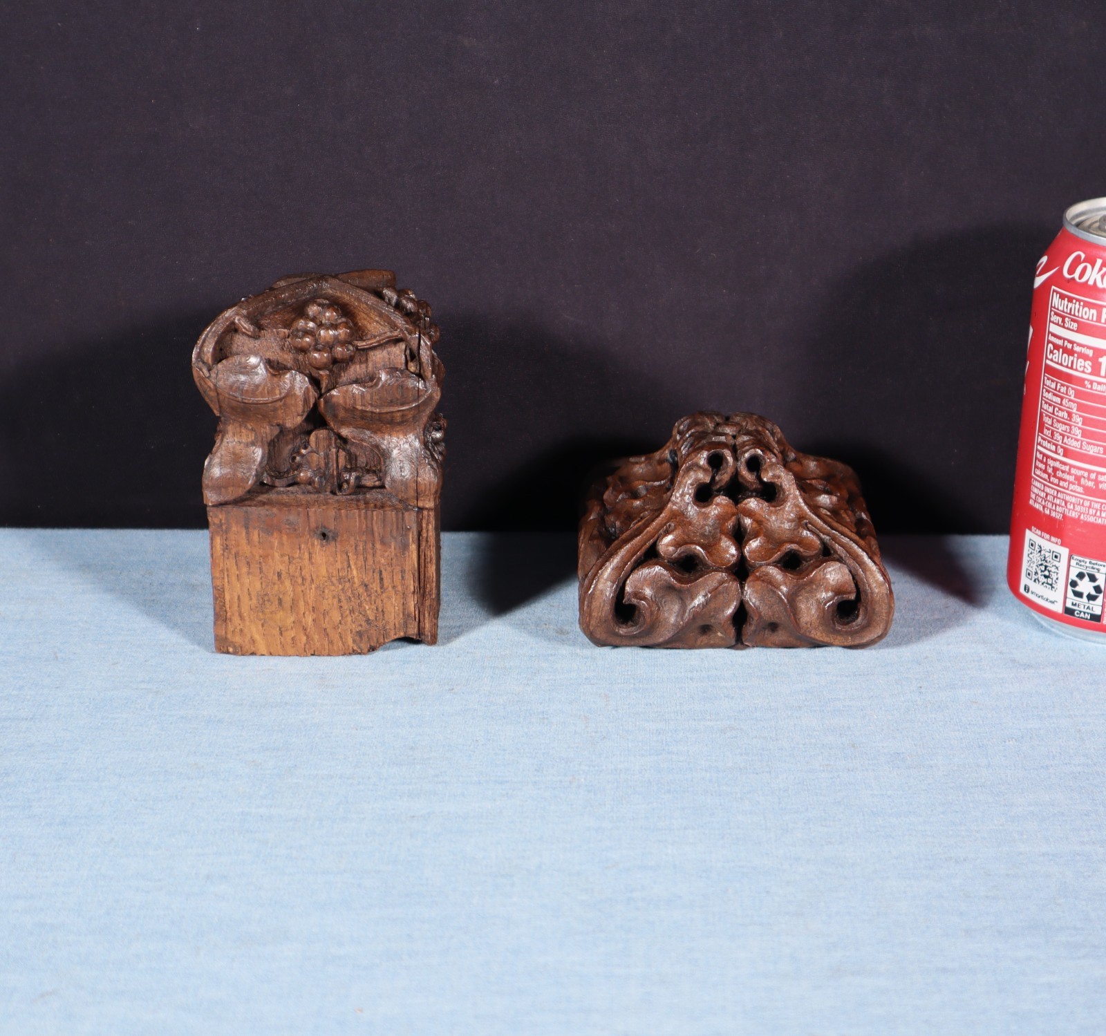 Two French Antique Highly Carved Trim/Corbels Solid Oak and Walnut Wood