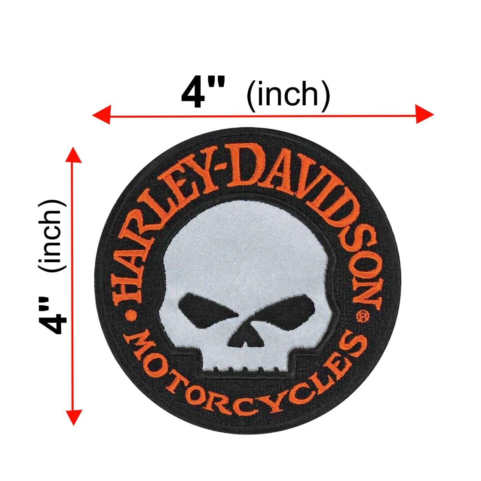 Harley Davidson Patch 4" Willie G Skull Reflective Embroidered Iron/Sew-On Badge