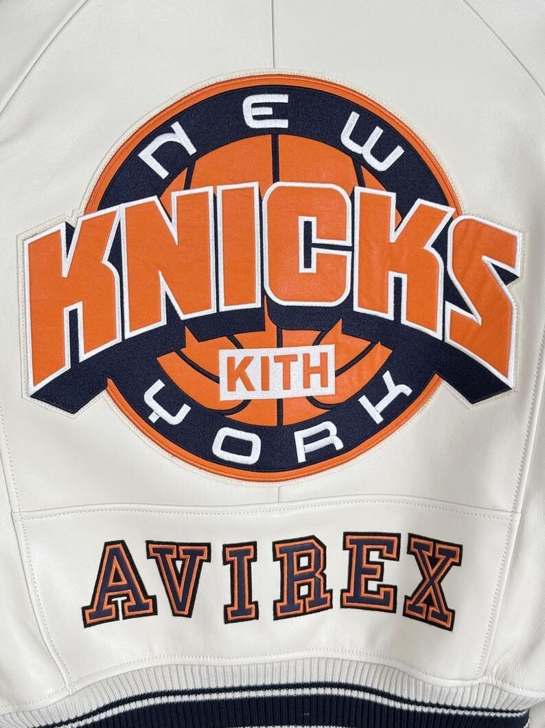 Avirex x KITH Knicks Varsity Jacket NBA New York Cream Bomber Limited Edition