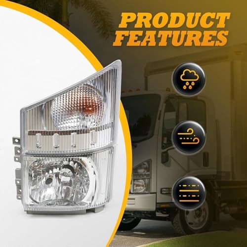 Driver Side Headlight Assembly w/Corner Lamp Compatible with NPR NPR-HD Left