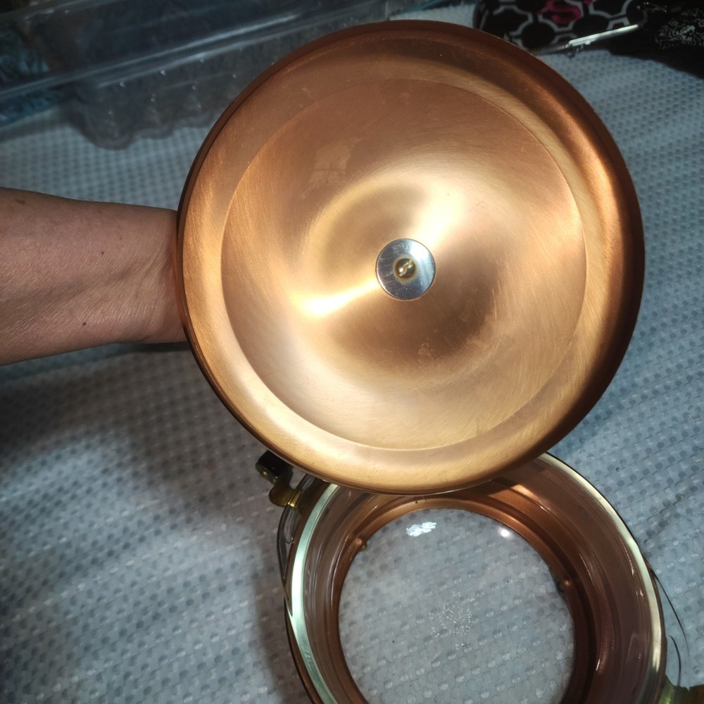 VINTAGE EUC COPPERCRAFT GUILD CASSAROLE DISH WITH PYREX DISH WITH COPPER LID