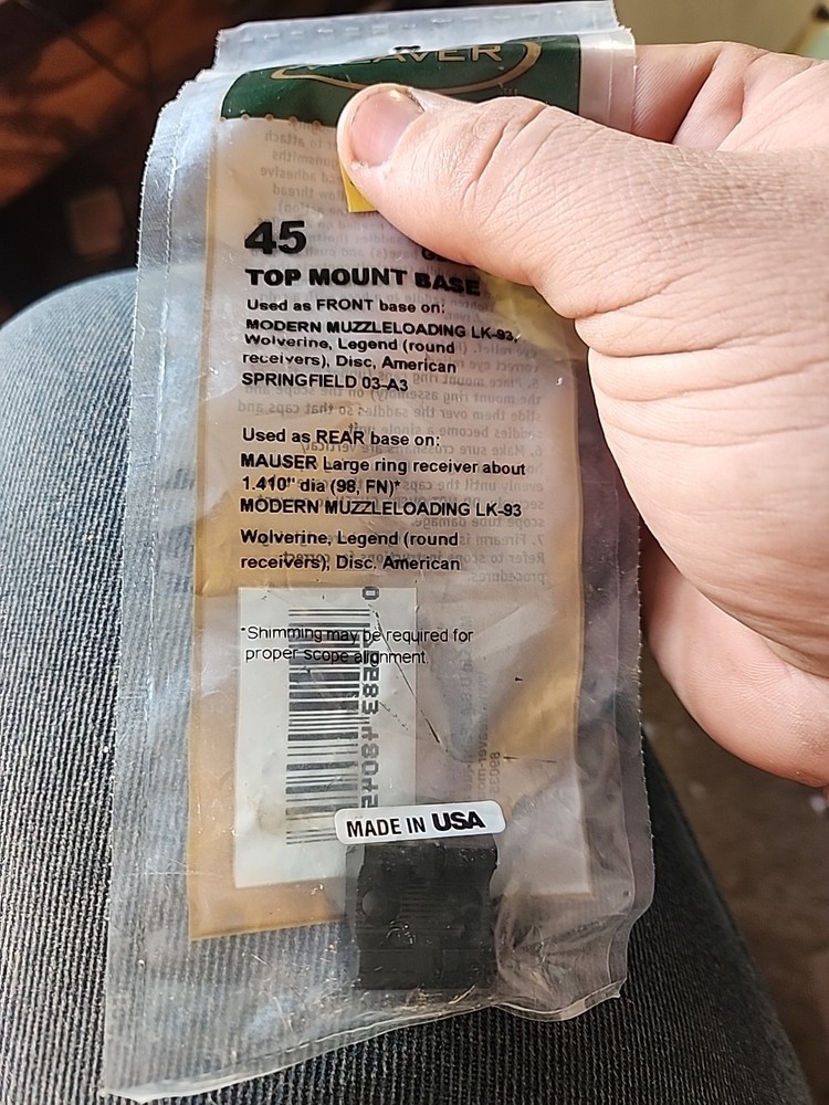 Weaver Scope Base 45 48045  Modern Muzzleloading LK-93, Wolverine,  Legend