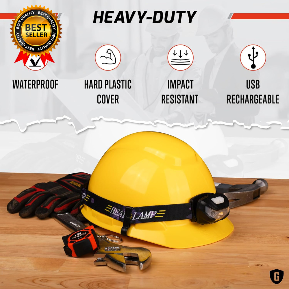 Rechargeable Hard Hat Light - Headlamp for Keeping Hands Free