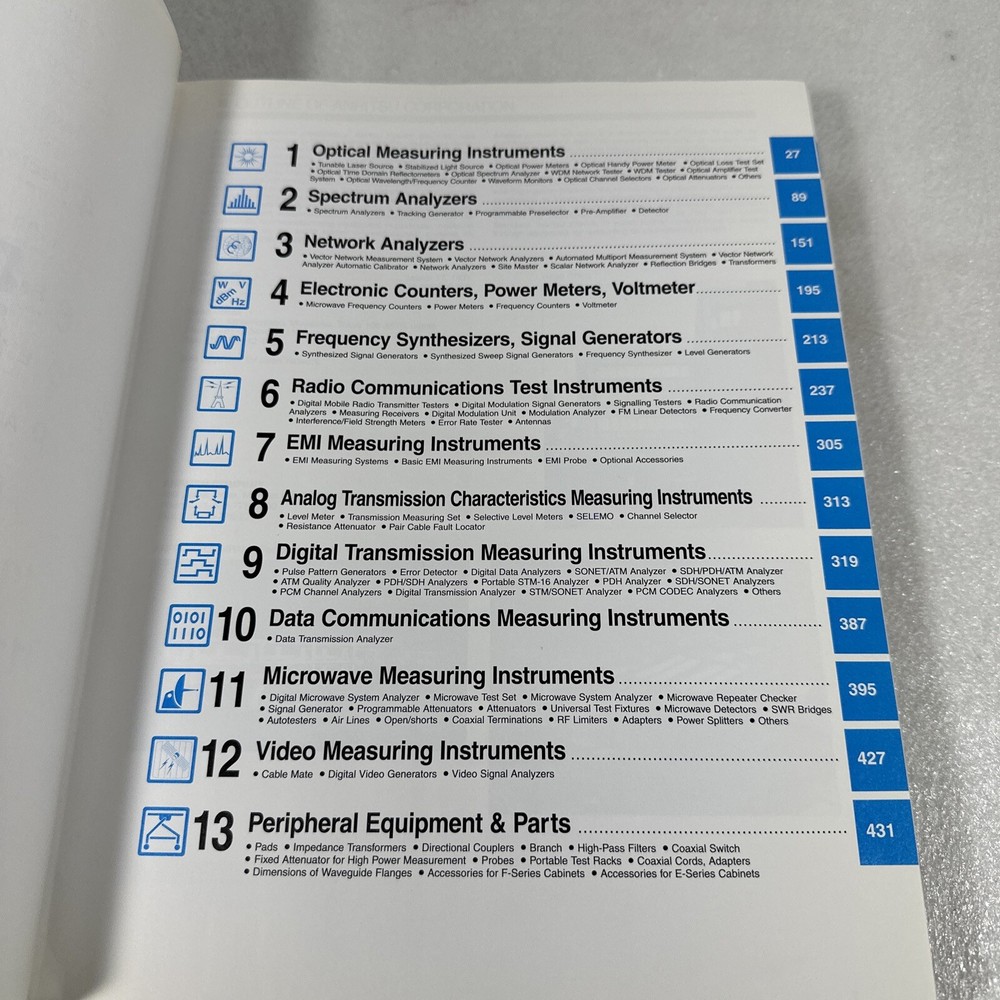 Anritsu Electronic Measuring Instruments 1999 Catalog
