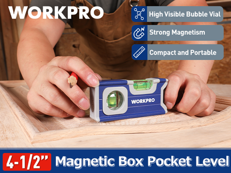 WORKPRO Small Level 4-1/2" Mini Level Tool Magnetic Level with 2 Bubble 90°/180°