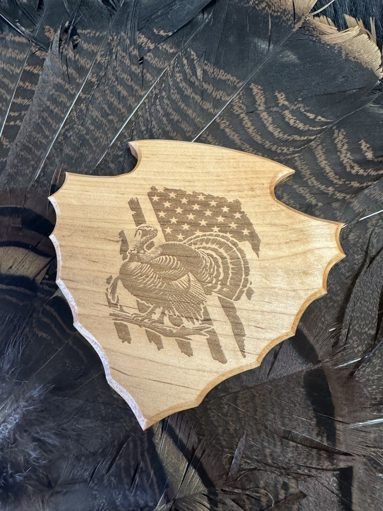 Turkey Tail & Beard Hardwood Plaque