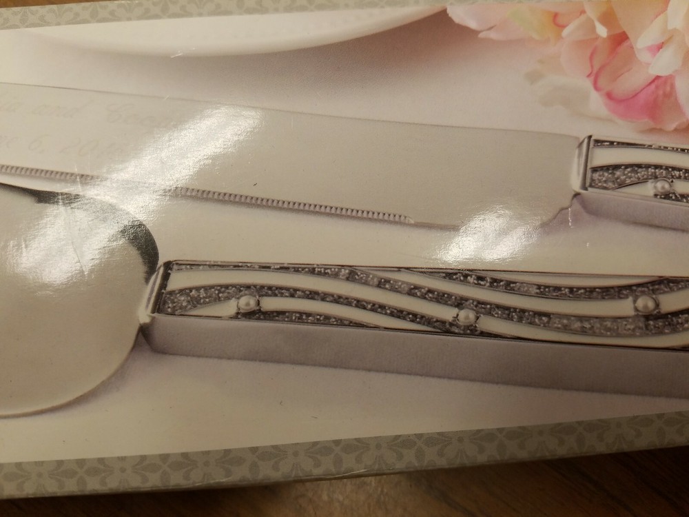 Cake serving set, wedding cake server, Glitter Wavy Lines cake serving set