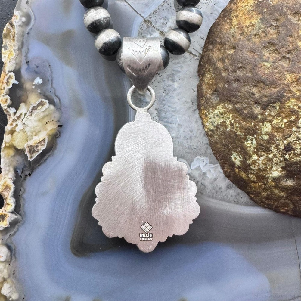 Sterling Silver Southwestern Style Triangular Shattuckite Decorated Pendant