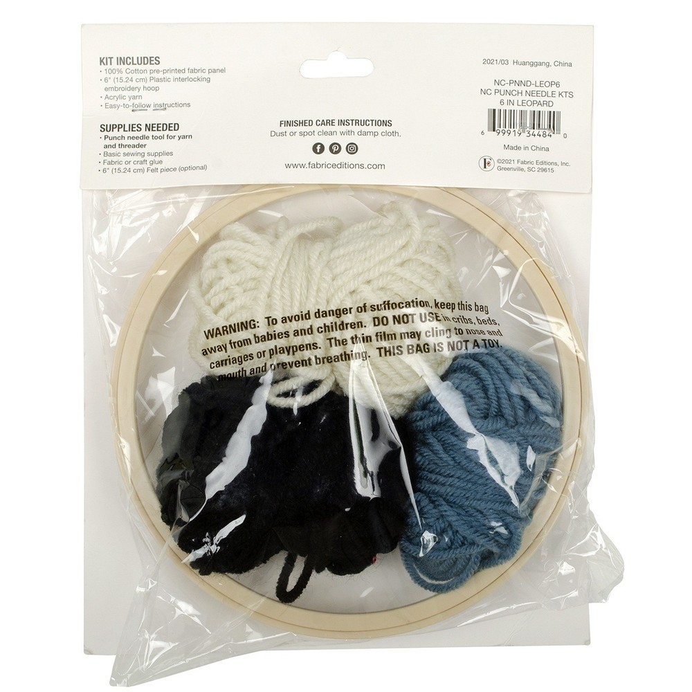 Fabric Editions Punch Needle Kit 6" Round-Leopard Print