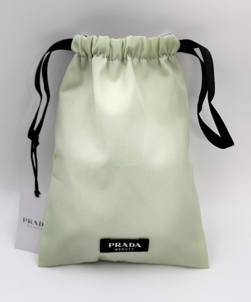 Prada Beauty  Reversible Drawstring Makeup Bag Pouch ~ Light Green / Black