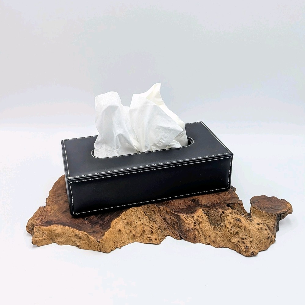 BMW Vintage Tissue Box Holder Cover Rectangular Black 10"