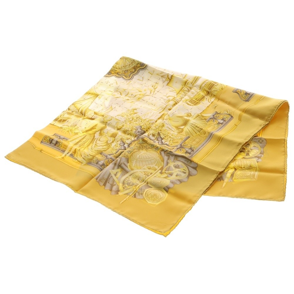 Hermes Carre 90 Azulejos Allover Print Silk Scarf Gold