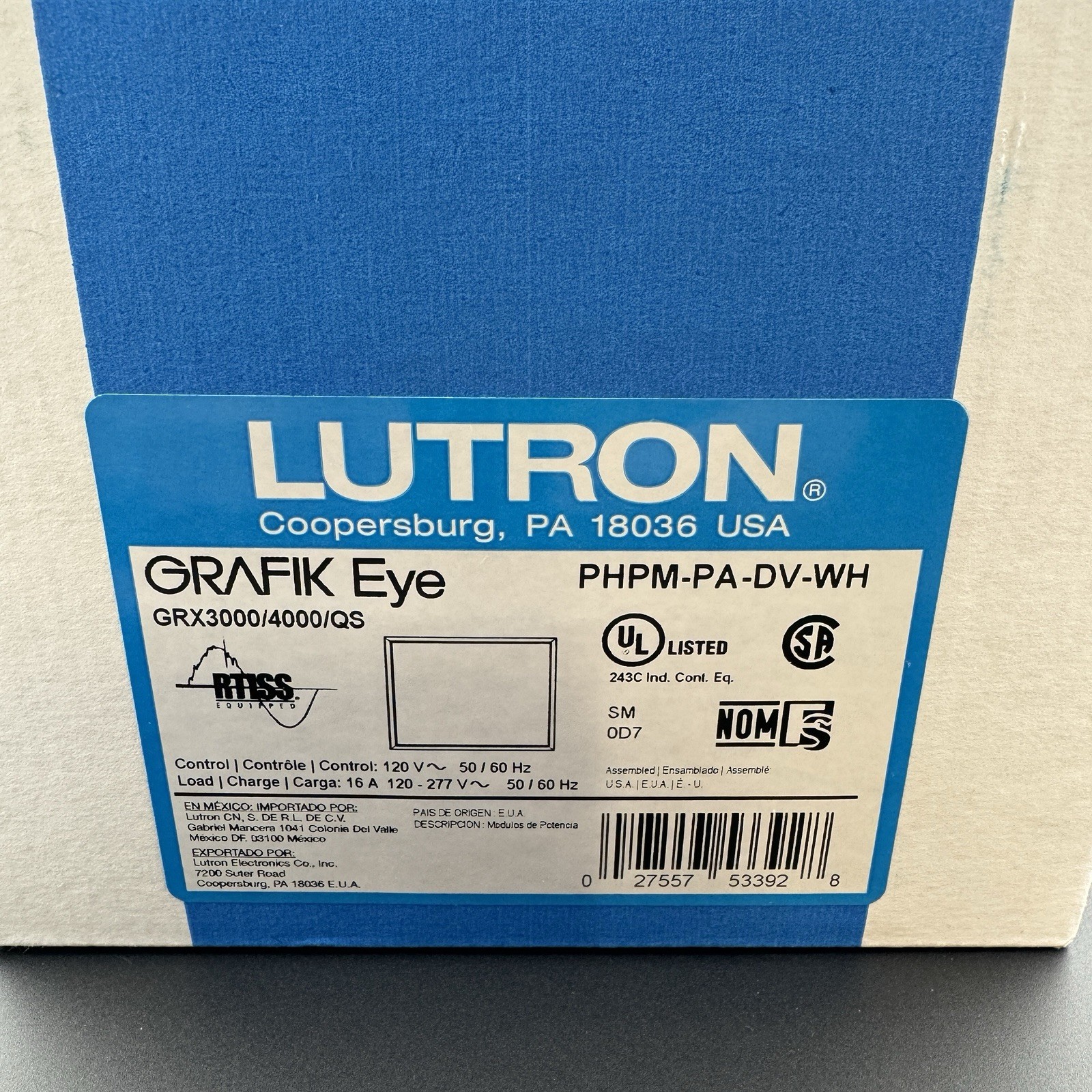 Lutron PHPM-PA-DV-WH Dimmer Power Module, 120/277V, White, Phase Control