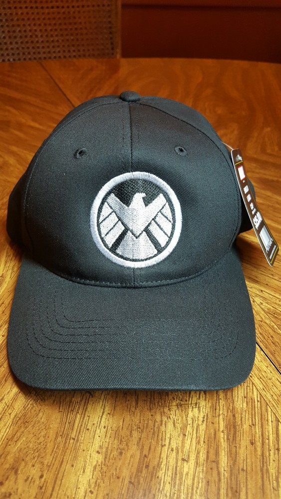 MARVEL SHIELD LOGO CAP - Black Adjustable Hat - The Hero Experience - Sportsman