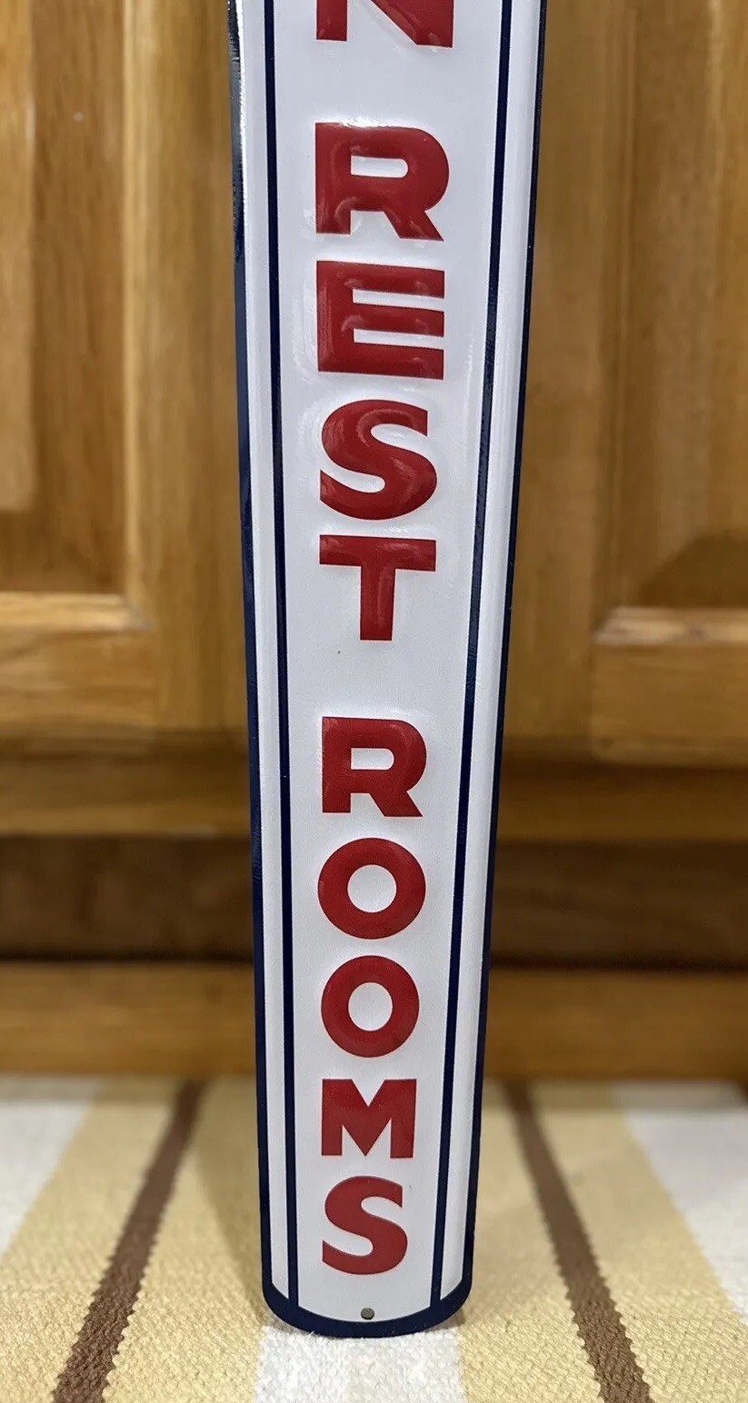 Clean Rest Room Sign Bathroom American Standard Gas Oil Vintage Style Wall Decor