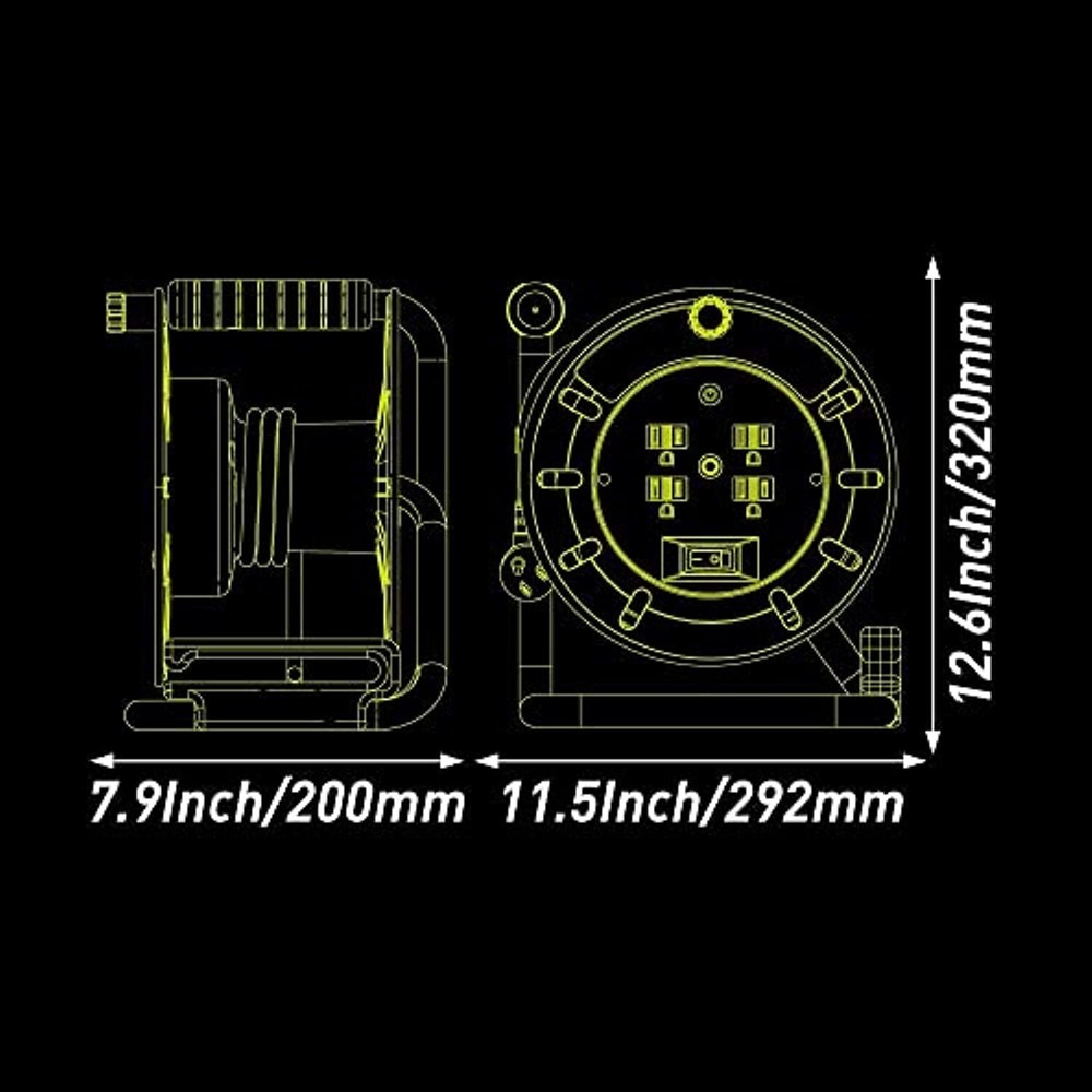 Masterplug Power At Work Four Powered Outlets, Open Cord Reel with Winding