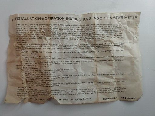 Royce In Line SWR Meter No Bracket Or Cable UNTESTED