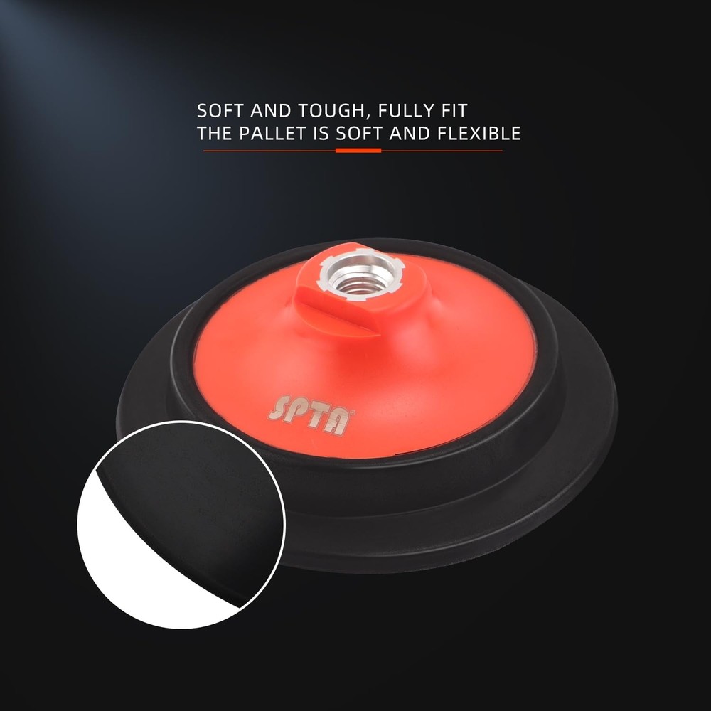 SPTA 2Pcs Orange 5" Rotary Flexible Backing Plate