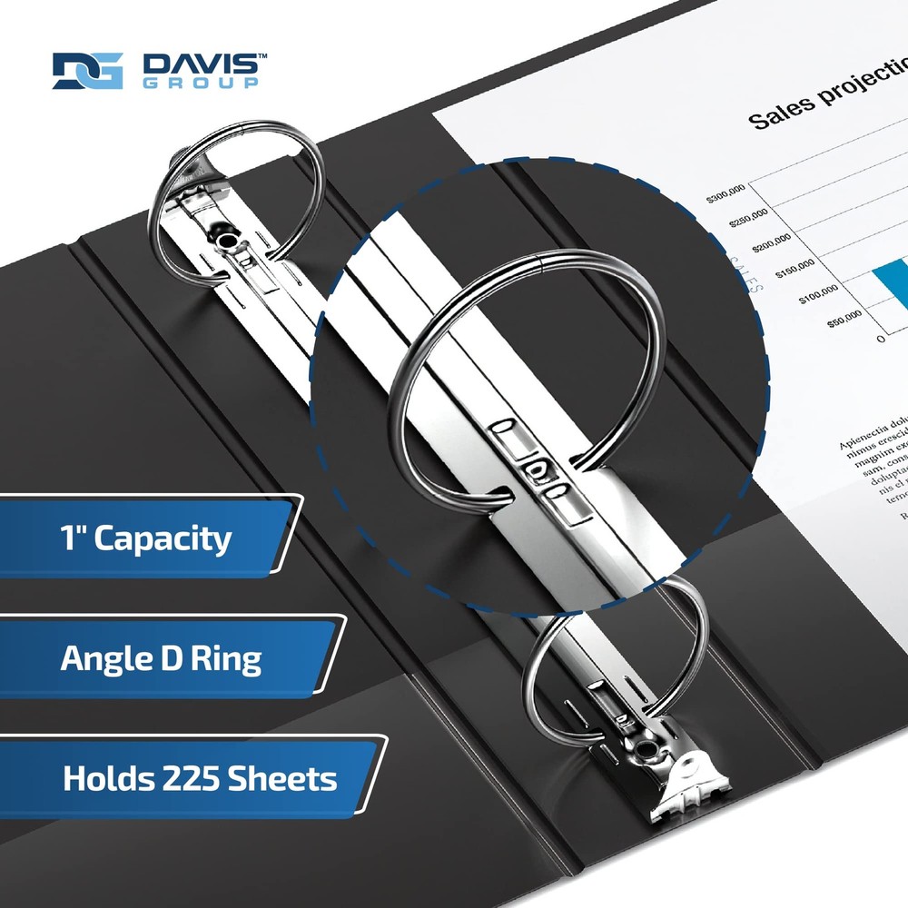 Easyview Premium 1Inch DRing Binders with ClearView Covers, SpreadsheetView B...