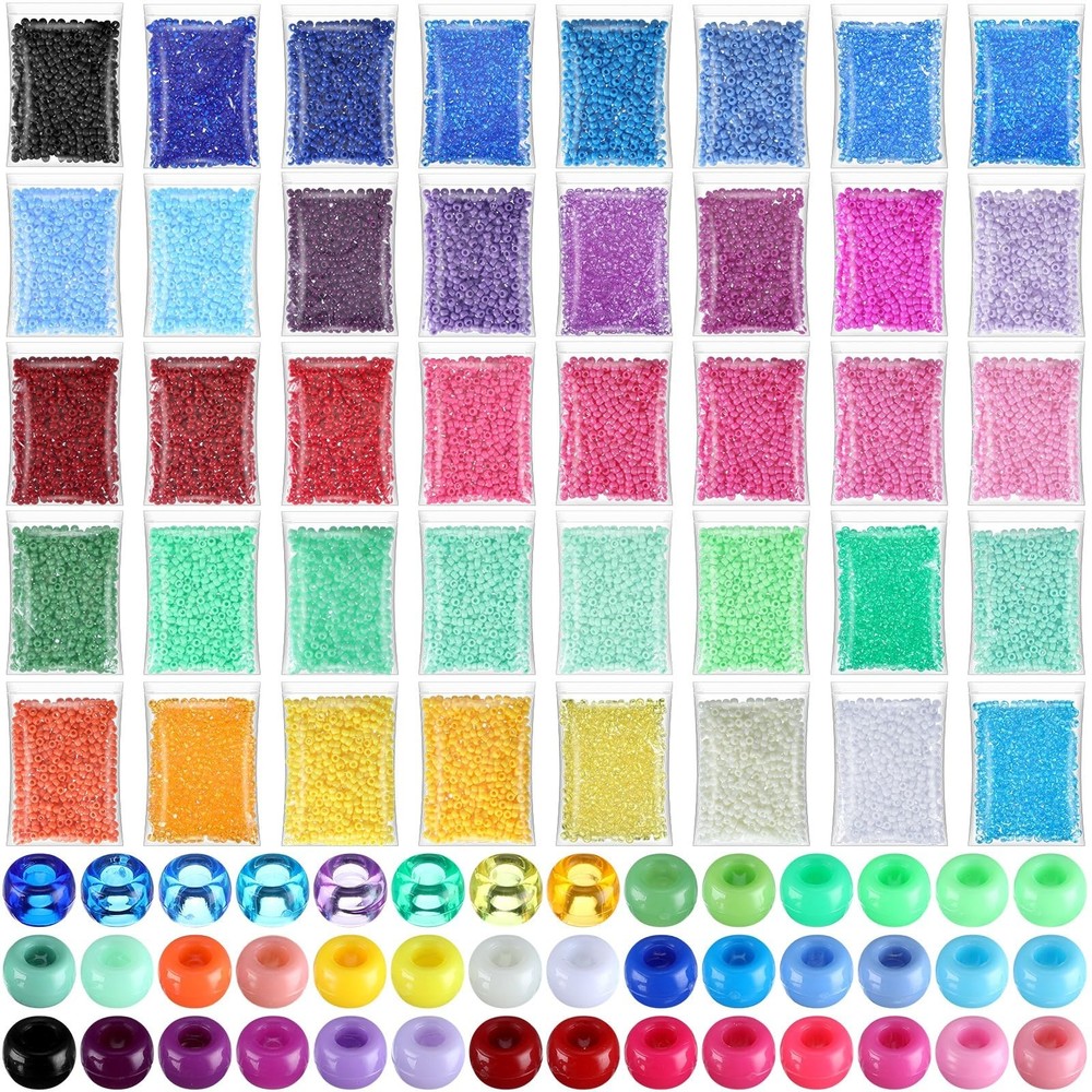 21000 Pcs Pony Beads Bulk 6 x 9 mm Plastic Kandi Beads for Bracelet for Multi...