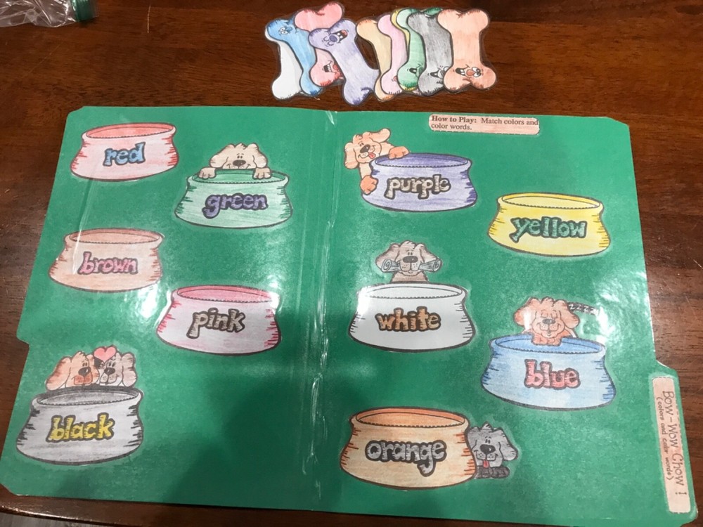 Bow -wow Chow! Color Words Grade K math file folder game teacher