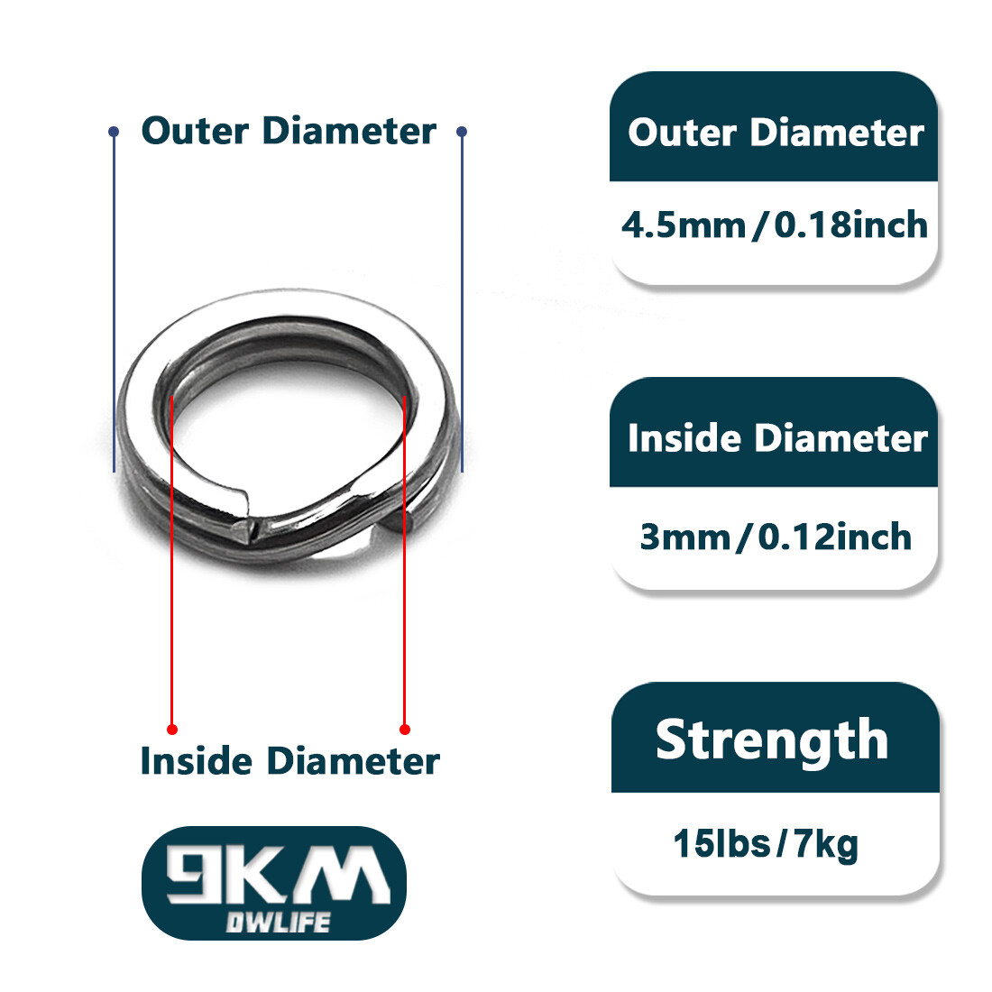 50~200Pcs Fishing Split Ring Stainless Steel Saltwater Treble Hooks Connector